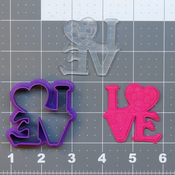 Love Soccer 227-038 Cookie Cutter and Acrylic Stamp (Embossed)