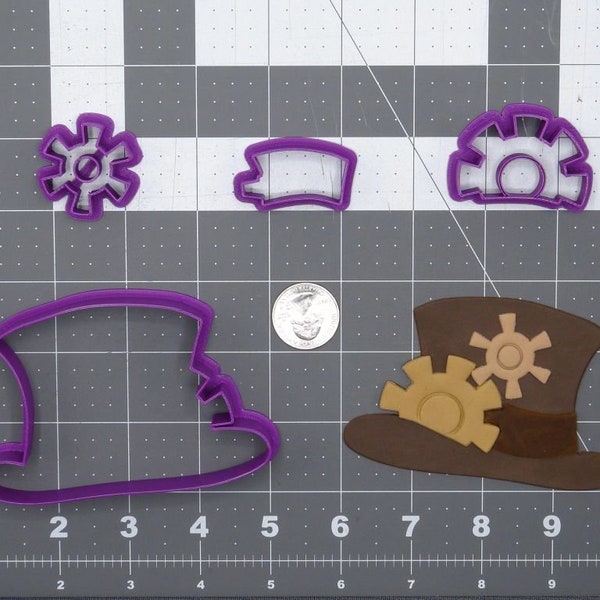 Steampunk Top Hat with Gears 266-E519 Cookie Cutter Set