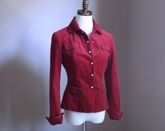 Tahari Petite Red Fitted Corduroy Jacket