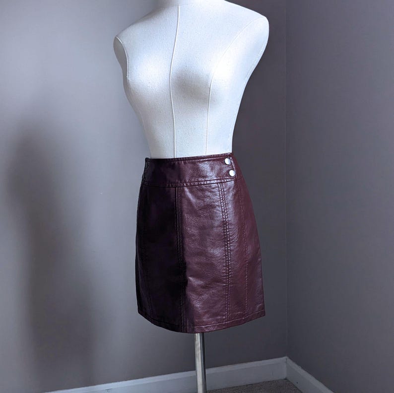 Faux Leather Mini Skirt, Burgundy Size 2, Free People