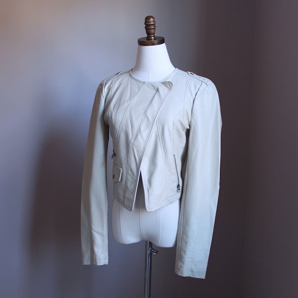 Cream Leather Jacket - Etsy