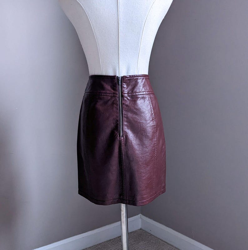 Faux Leather Mini Skirt, Burgundy Size 2, Free People