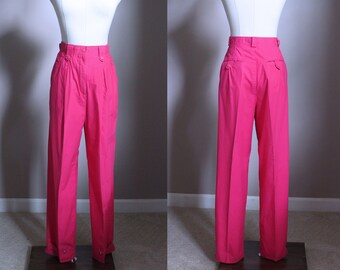 Vintage Petite Hot Pink Pants, Lightweight Cotton