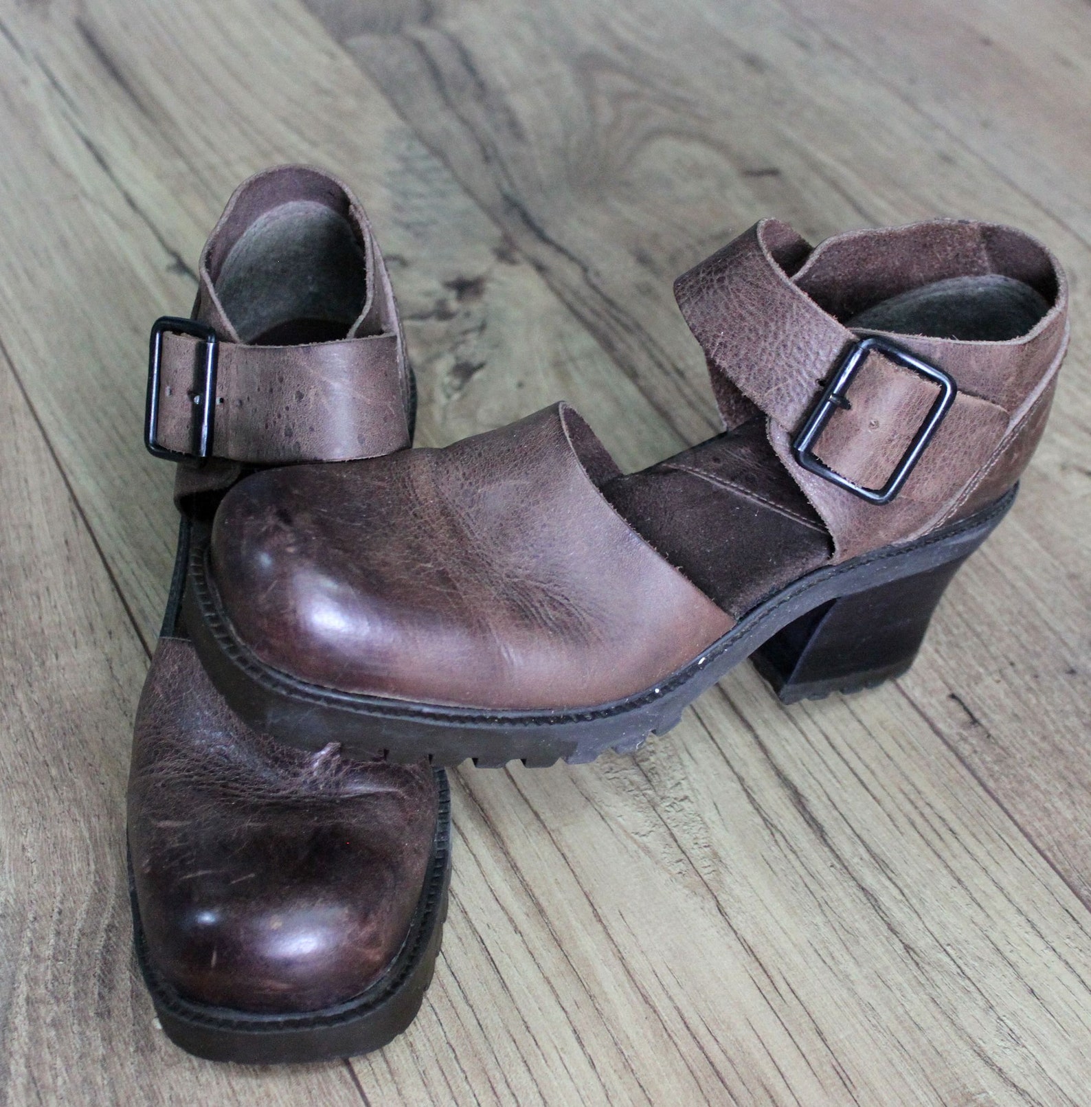 Vintage Lug Sole Mary Jane Shoes Distressed Brown Leather | Etsy