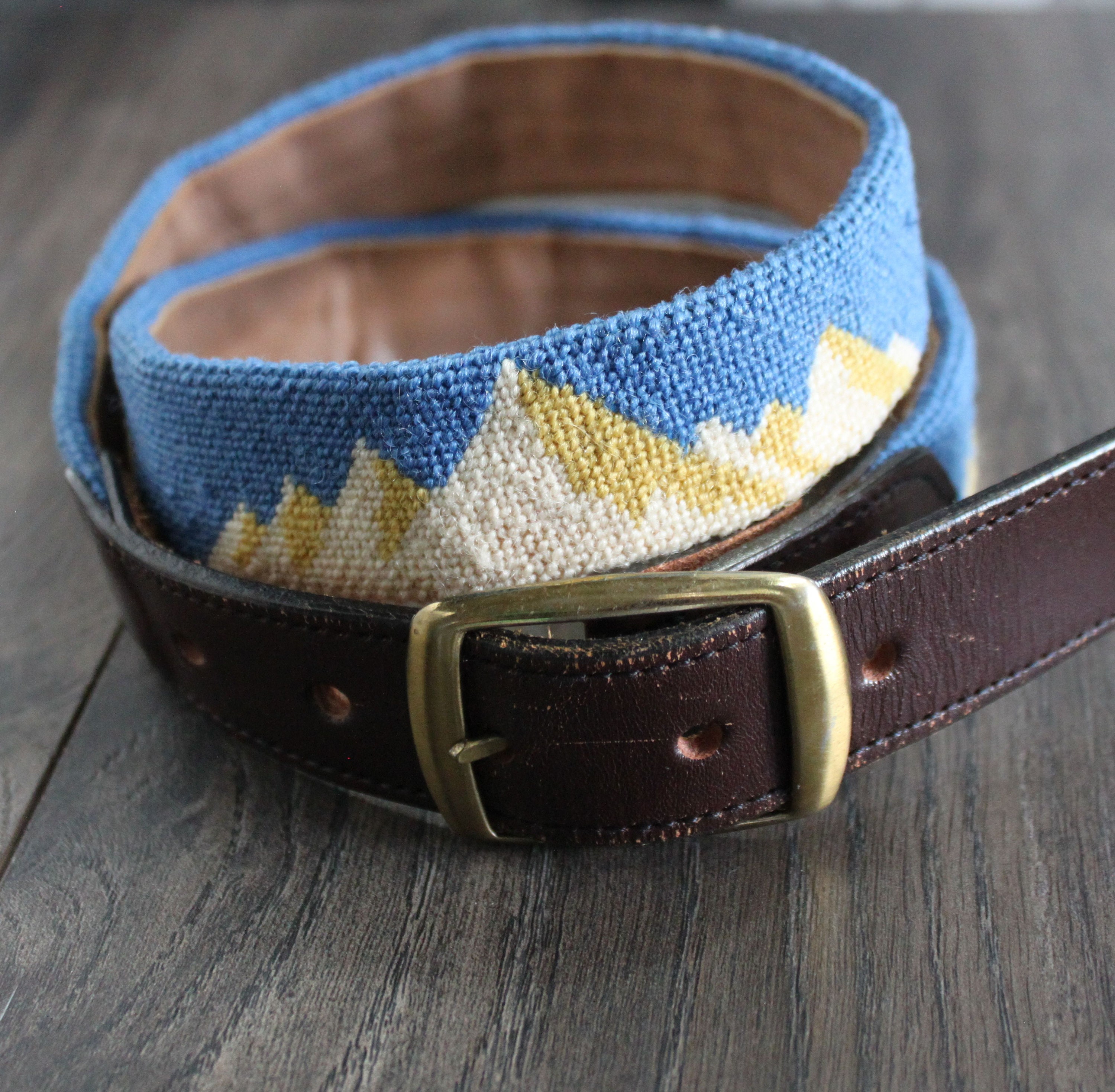 Vintage Leather Belt, Mountain Cross Stitch Design - Etsy