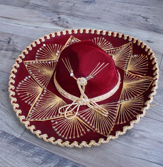 Pigalle Red Velvet Mexican Sombrero, Small Size - image 3