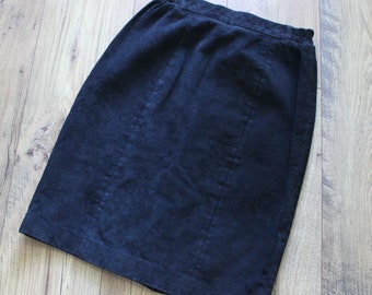 Vintage Black Suede Skirt, Small