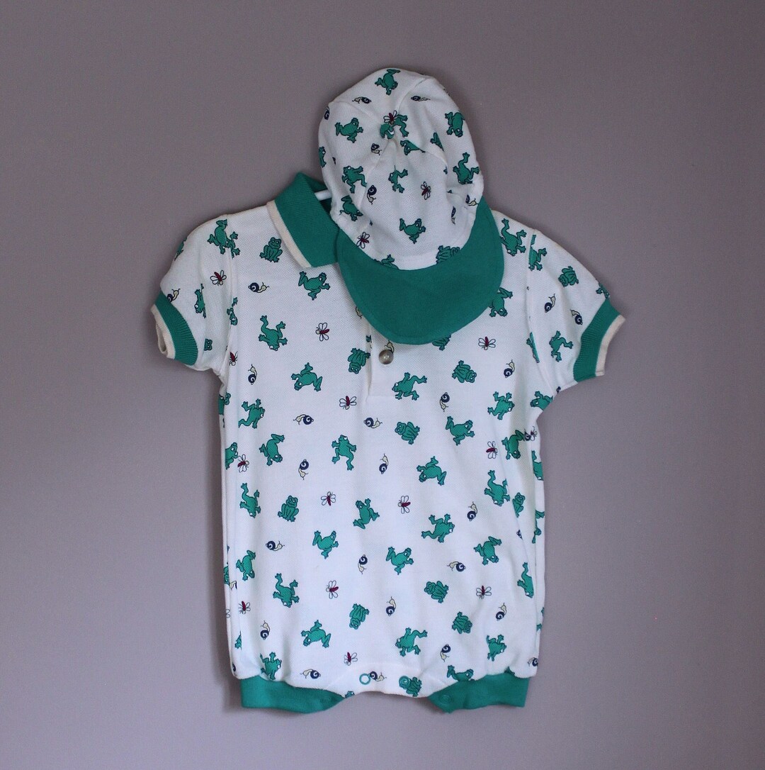 Vintage Baby Boy Collared Frog Onesie With Hat 36 Months Etsy