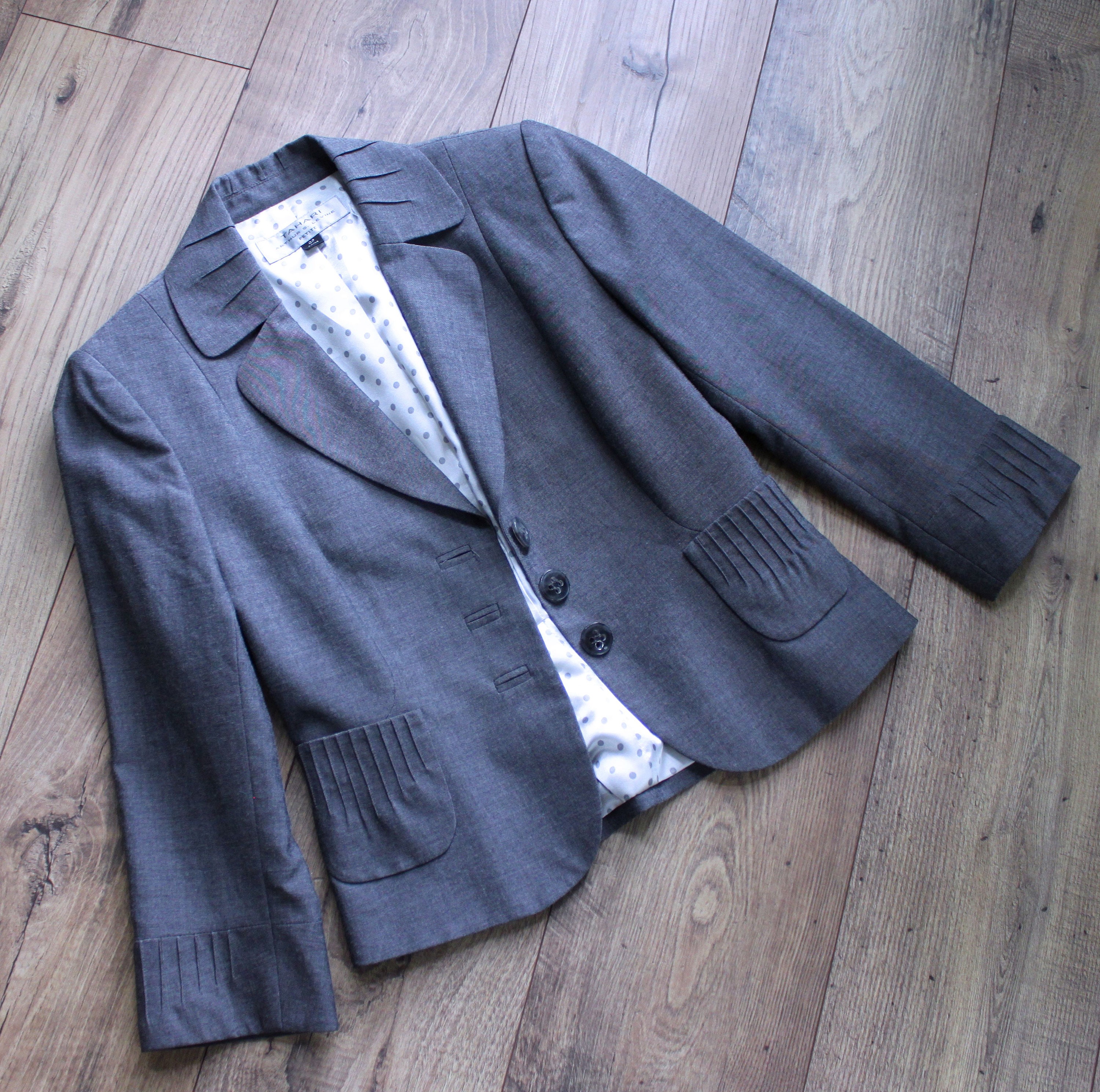 Petite 0 Gray Blazer Jacket Tahari Arthur S. Levine Etsy