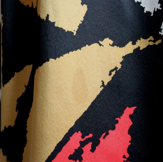 XS Vintage Silk Shift Dress, Abstract Print, Moda… - image 8