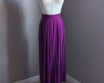 Vintage Magenta Pleated Midi Skirt, XS