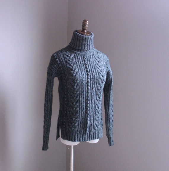 Gray Merino and Alpaca Wool Turtleneck Sweater, X… - image 6