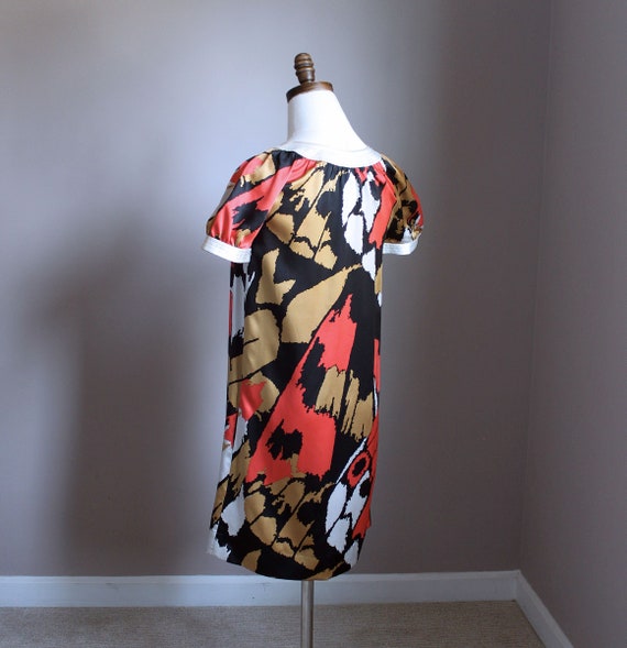 XS Vintage Silk Shift Dress, Abstract Print, Moda… - image 7