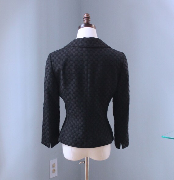 Women's Petite Blazer Jacket, Black Checkered Jac… - image 3