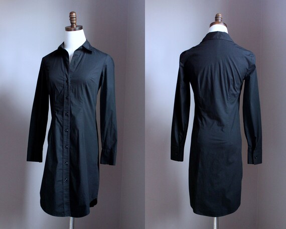 Vintage Black Shirt Dress, Size 0 Moda Internatio… - image 1