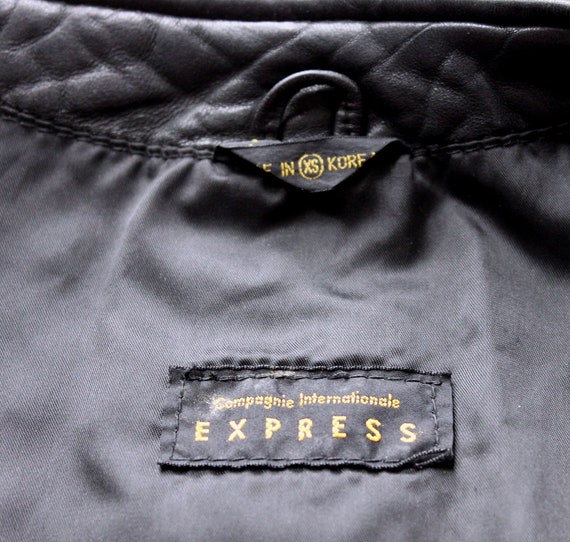 Vintage Black Quilted Leather Jacket, XS - image 3