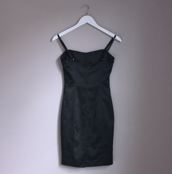 XS Silk Slip Dress, Black and Green - image 2