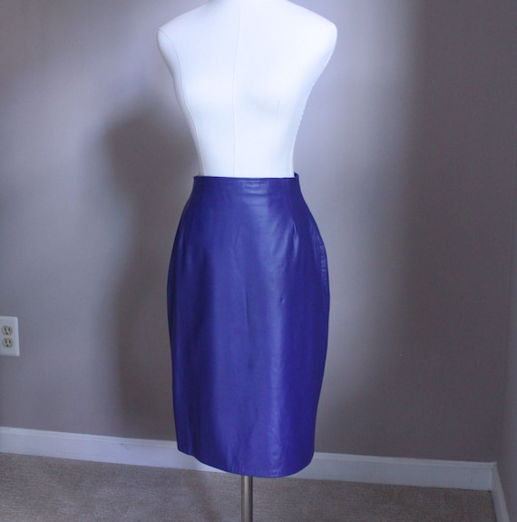 Vintage Purple Leather Skirt, Petite Fit - image 7