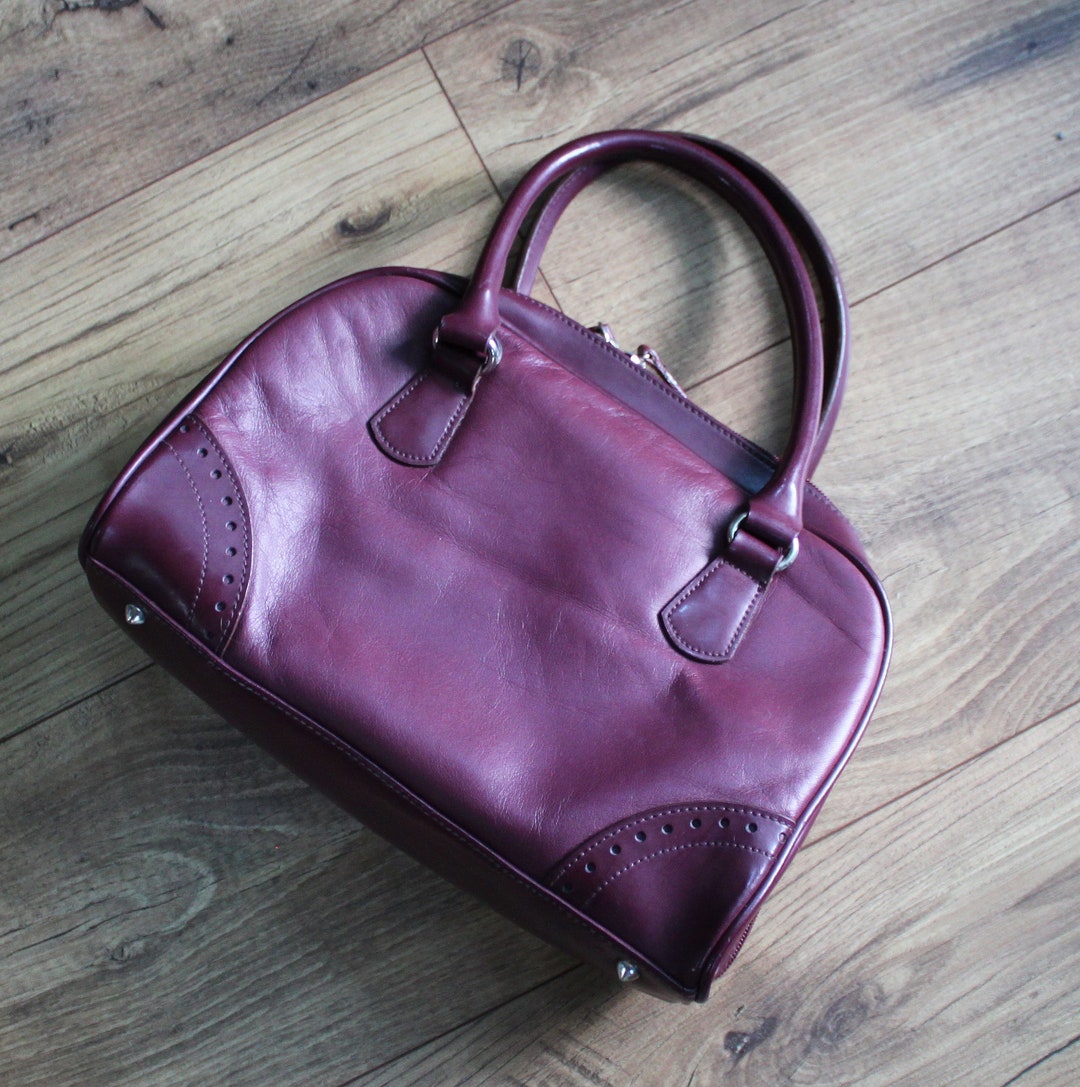Vintage Oxblood Top Handle Leather Handbag Etsy