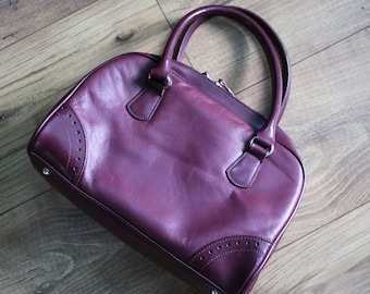 Vintage Oxblood Top Handle Leather Handbag