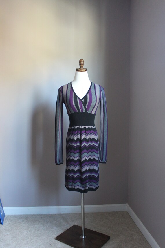 Petite Vintage Silk Cashmere Sweater Dress, Purpl… - image 5