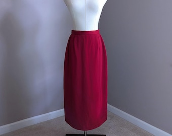 Vintage Nordstrom Red Wool Ankle Skirt, Small