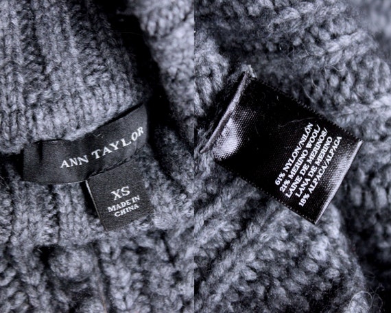 Gray Merino and Alpaca Wool Turtleneck Sweater, X… - image 4