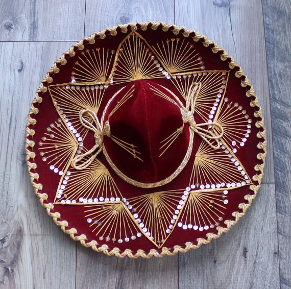 Pigalle Red Velvet Mexican Sombrero, Small Size - image 1