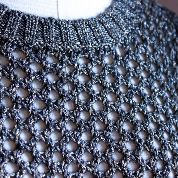 Metallic Open Weave Sweater, Small - image 6