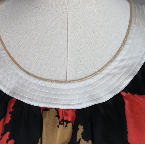 XS Vintage Silk Shift Dress, Abstract Print, Moda… - image 5