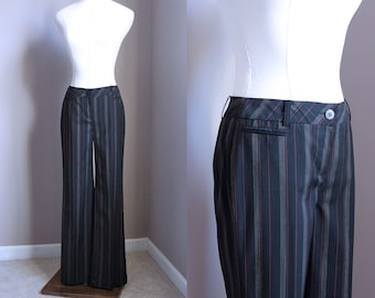 Petite Size 0 Pinstripe Trousers, Black Red White