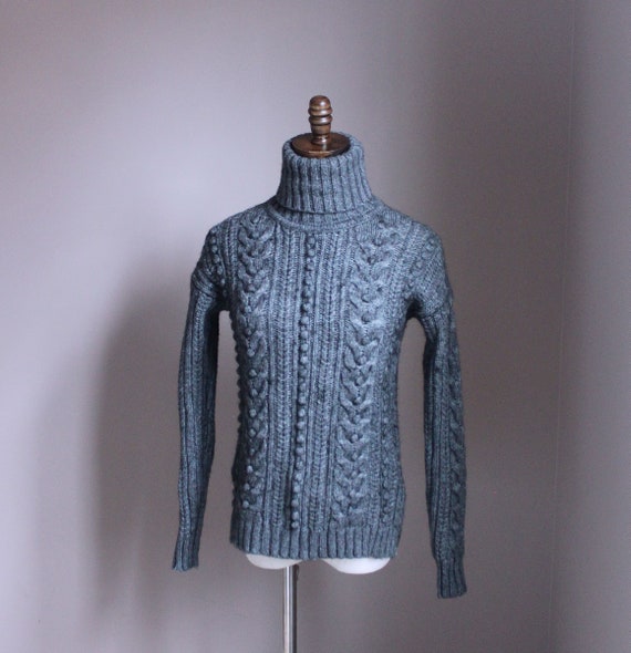 Gray Merino and Alpaca Wool Turtleneck Sweater, X… - image 1