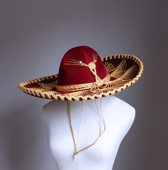 Pigalle Red Velvet Mexican Sombrero, Small Size - image 2