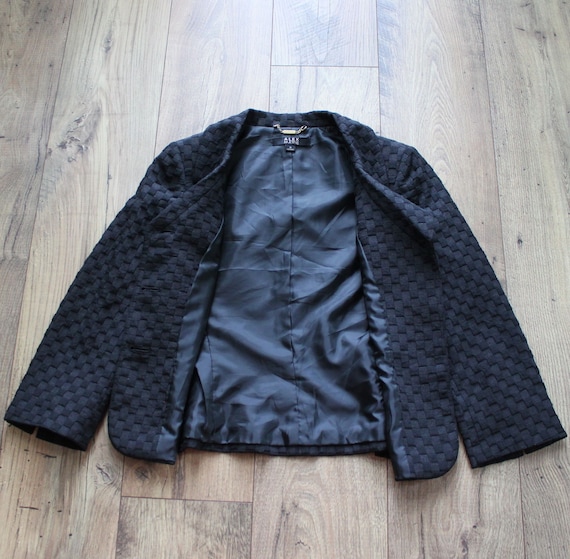 Women's Petite Blazer Jacket, Black Checkered Jac… - image 4