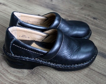 B.O.C. Born Concept Black Leather Loafers, Size 6