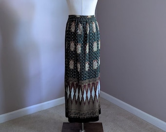 Small Micro Pleat Maxi Skirt, Colorful Thai Print