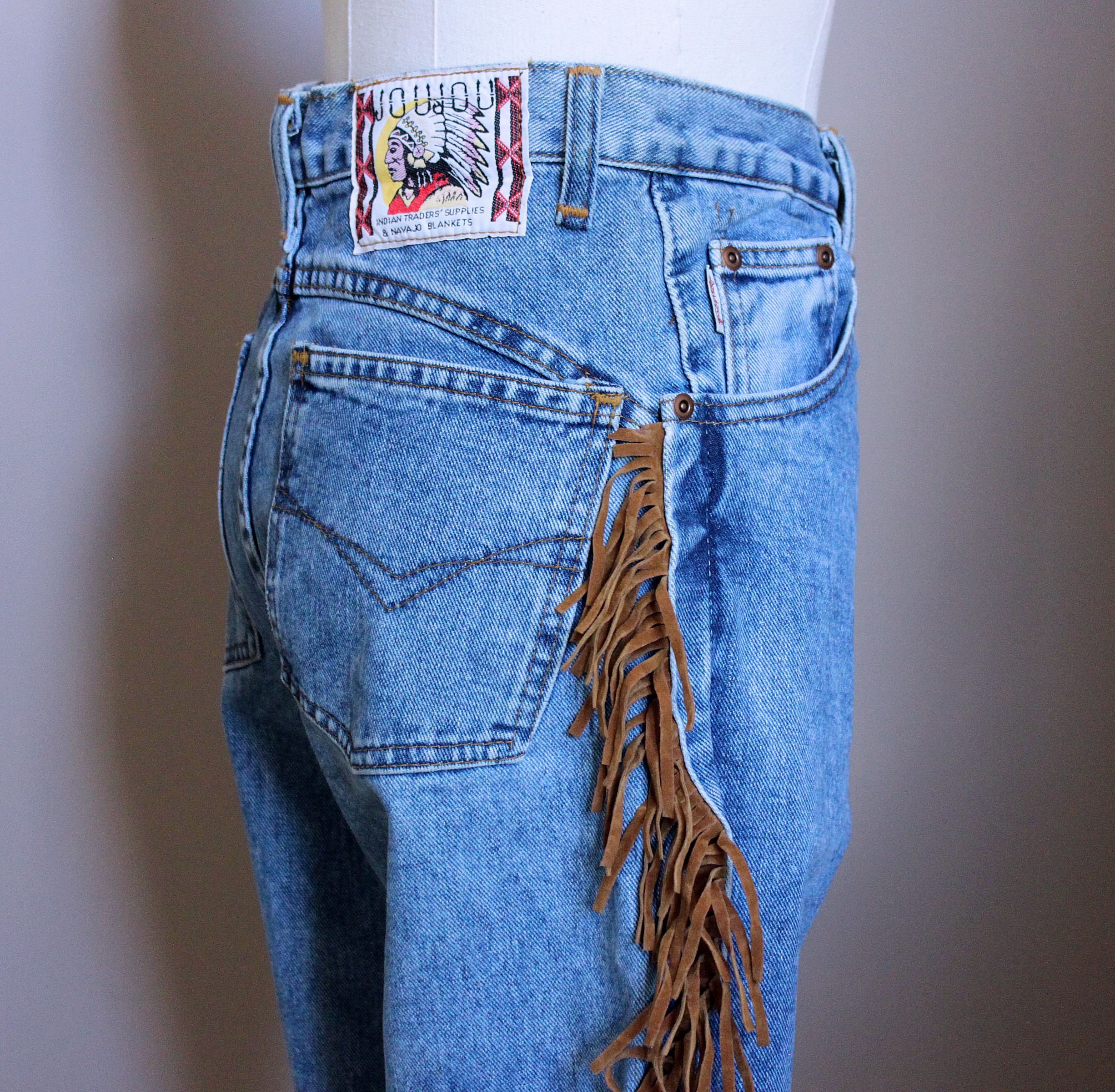 Vintage Suede Fringe Jeans, JouJou Small