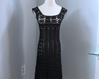 Black Crochet Dress - Etsy
