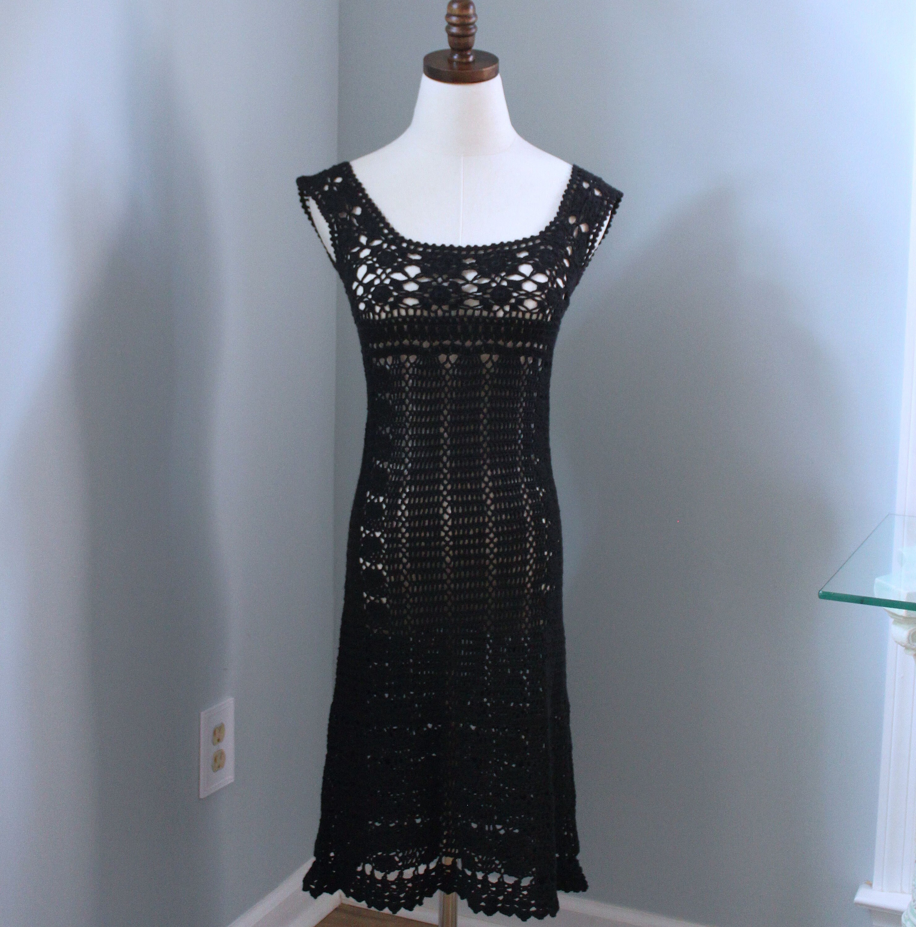 Black Crochet Dress - Etsy