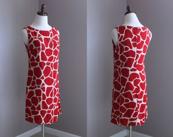 Vintage Giraffe Print Shift Dress, Size 2
