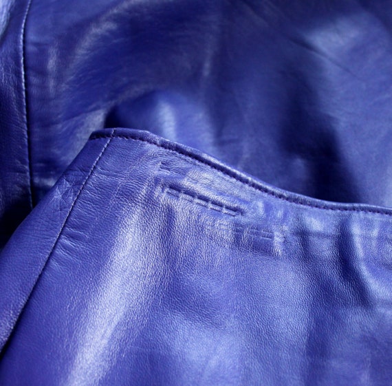 Vintage Purple Leather Skirt, Petite Fit - image 8