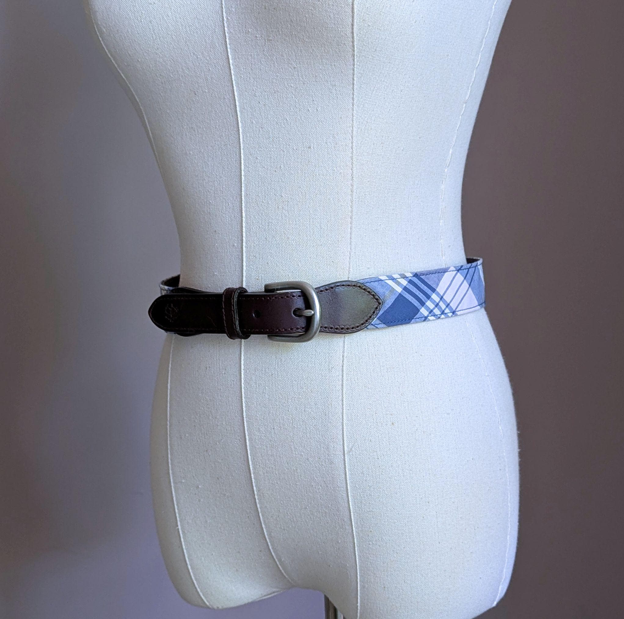 Pink Plaid Canvas Belt with Brown Leather Trim new england preppy summer Pink Canvas Belt - Etsy main image 3
