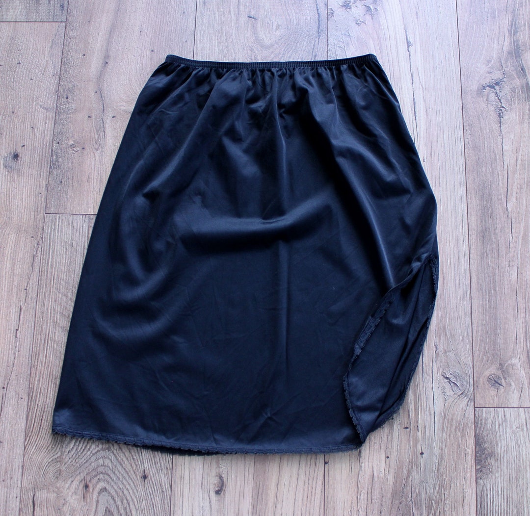 Small Vintage Side Slit Black Skirt Slip Vanity Fair - Etsy