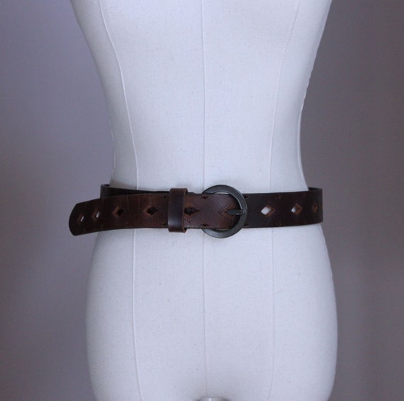 Women's Vintage Brown Leather Belt - image 2