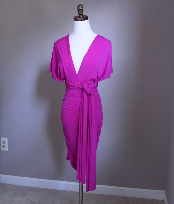 Vintage Convertible Halter Dress, Fuchsia Moda International, XS - Etsy