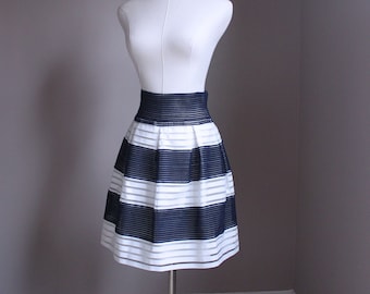 Petite Navy White Wide Striped Skirt