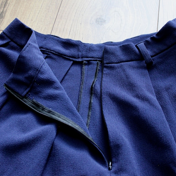 Vintage Navy Blue Pleated Flare Skirt, Small - image 4