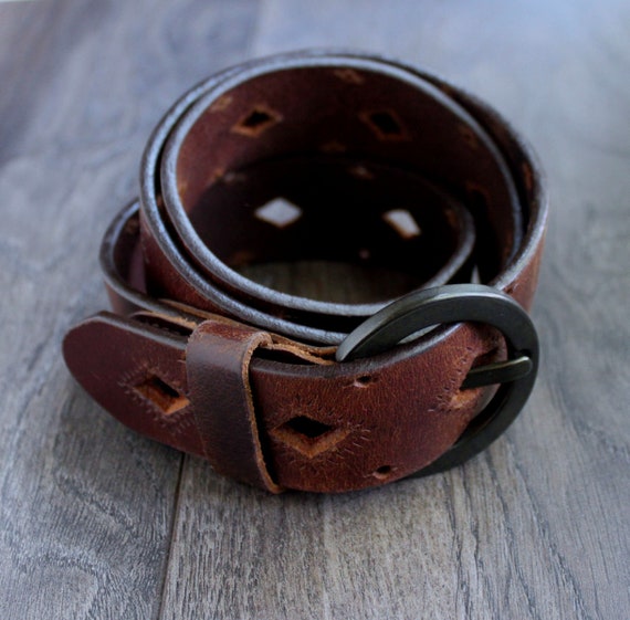 Women's Vintage Brown Leather Belt - image 4