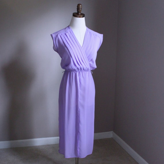 Petite 80's Vintage Lilac Purple Dress, Size 1 - image 1