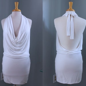 Vintage White Halter Dress, Moda International, Small